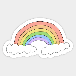 Pastel Rainbow with Clouds - Hand Drawn Sticker